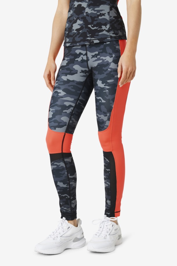 Legging Forza Color Block Fila Outlet Camo Oscuro/coral/negro