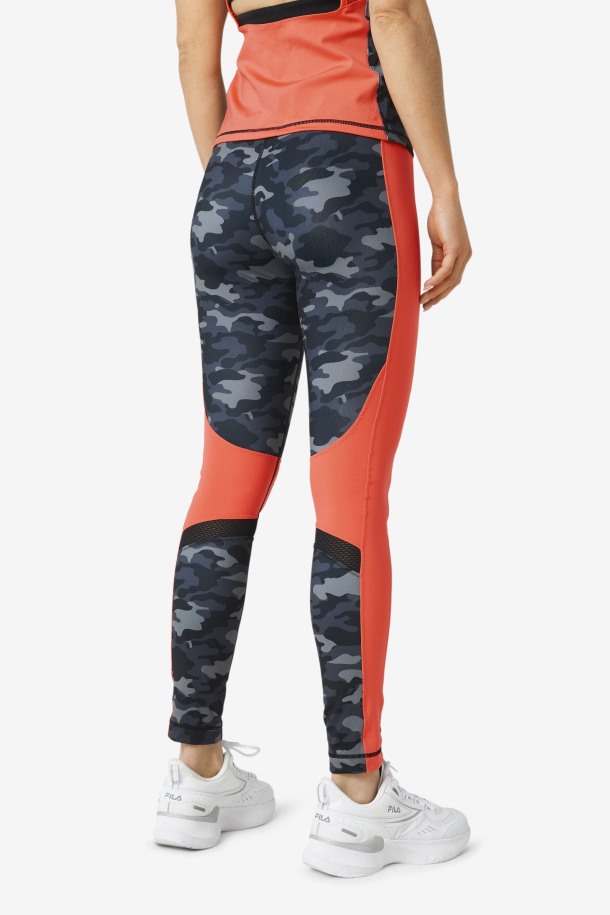 Legging Forza Color Block Fila Outlet Camo Oscuro/coral/negro