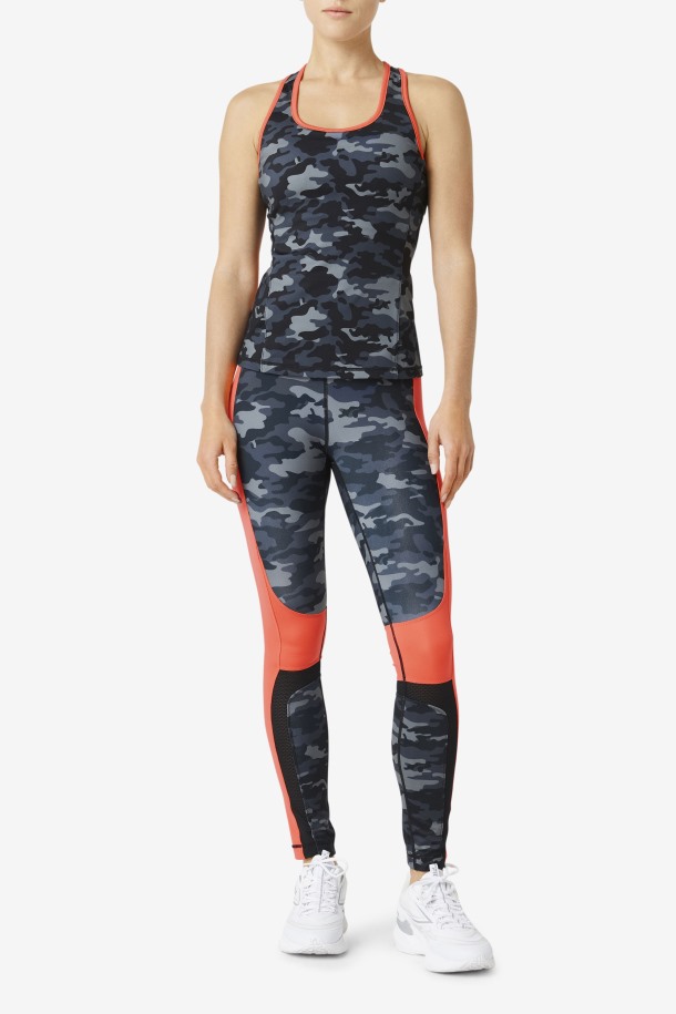 Legging Forza Color Block Fila Outlet Camo Oscuro/coral/negro