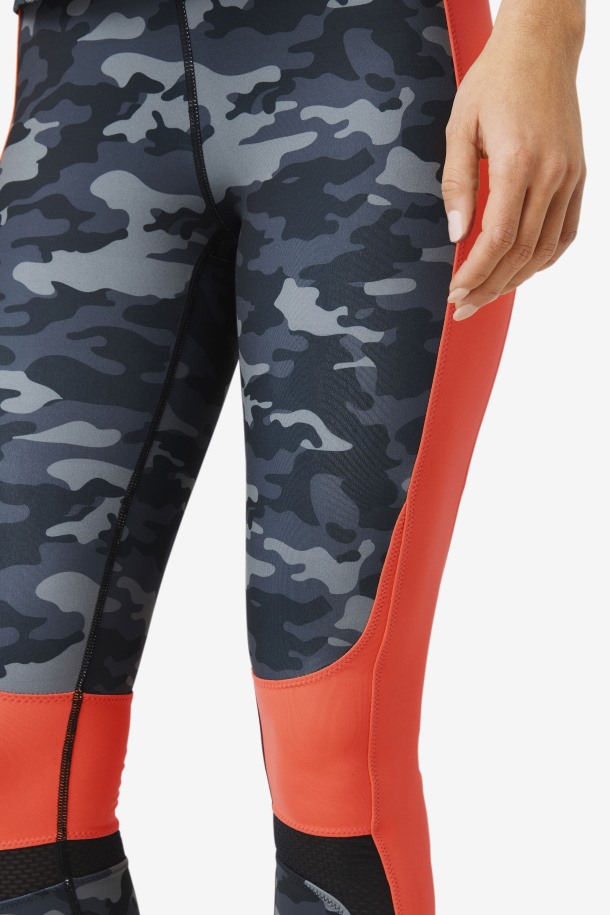 Legging Forza Color Block Fila Outlet Camo Oscuro/coral/negro