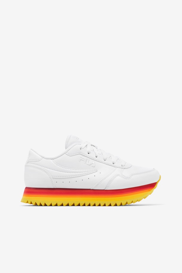Fila Mujer Orbit Stripe White/rhubarb/lemon Outlet