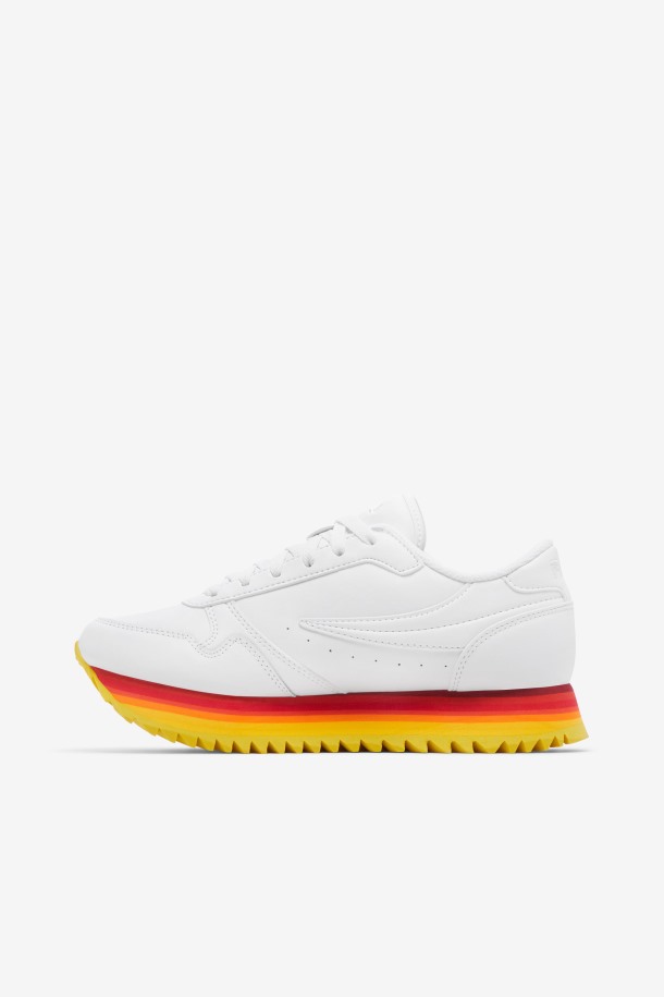 Fila Mujer Orbit Stripe White/rhubarb/lemon Outlet