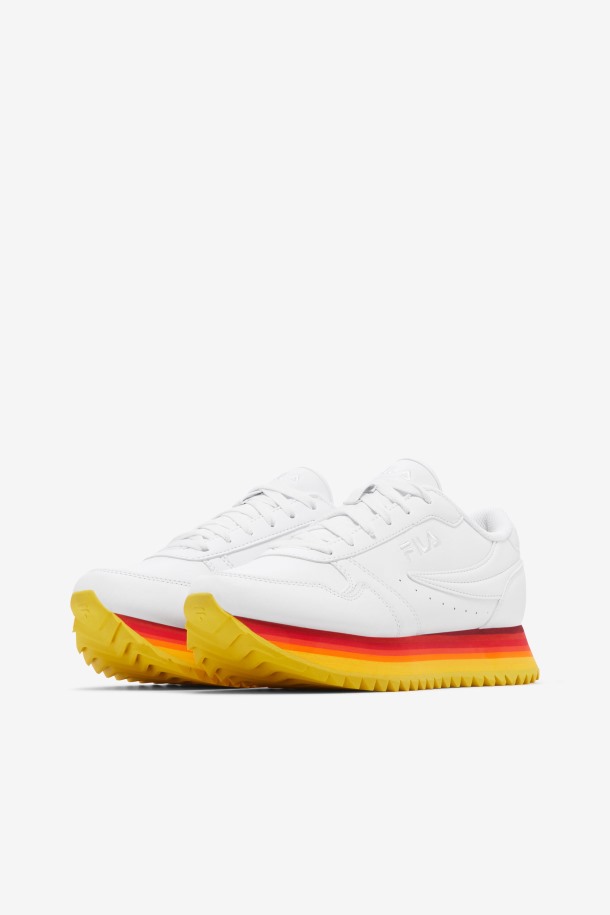 Fila Mujer Orbit Stripe White/rhubarb/lemon Outlet