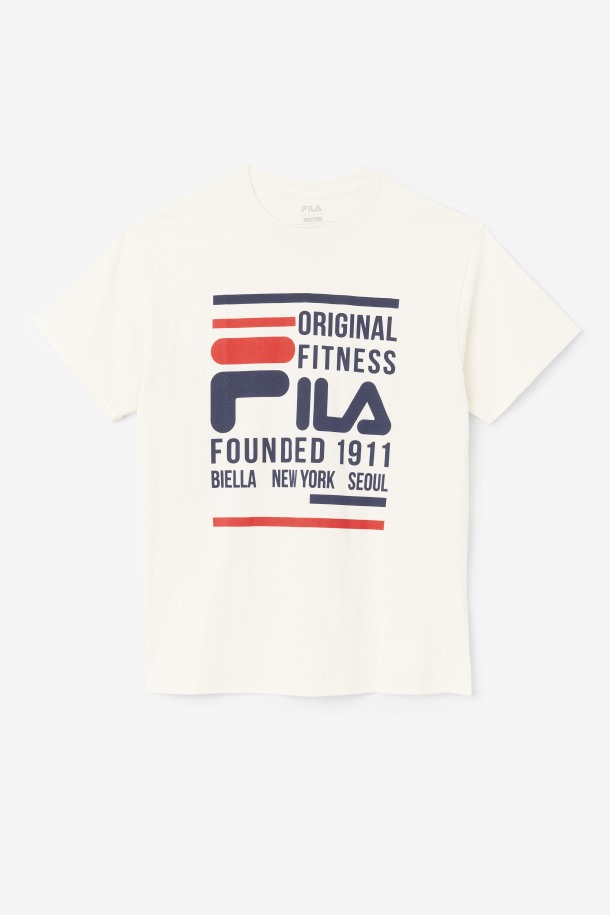 Fila Outlets Gardenia/navy/red Camiseta De Fitness Original