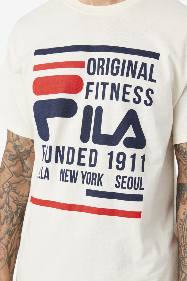 Fila Outlets Gardenia/navy/red Camiseta De Fitness Original