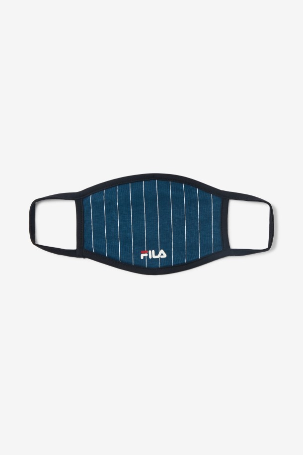 Fila Outlets Pin Stripe Tela Mascarilla Azul Marino