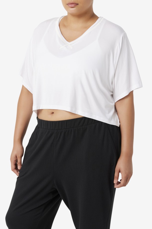 Fila Outlets Top Blanco Fi-lux Hi-low Crop Top