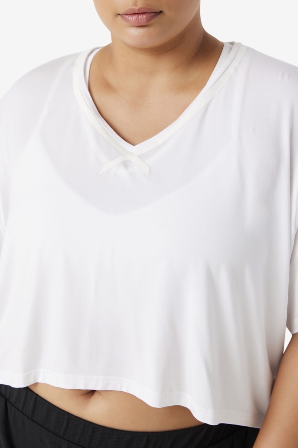 Fila Outlets Top Blanco Fi-lux Hi-low Crop Top