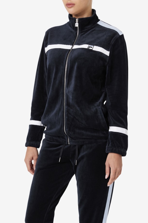 Chaqueta Terciopelo Negro/blanco/skyway Ravid Outlet Fila