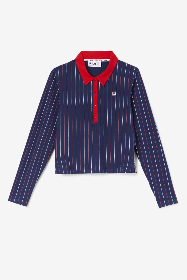 Polo De Manga Larga Jada Azul Marino/rojo/blanco Fila Baratas