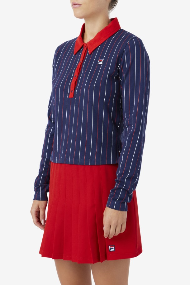 Polo De Manga Larga Jada Azul Marino/rojo/blanco Fila Baratas