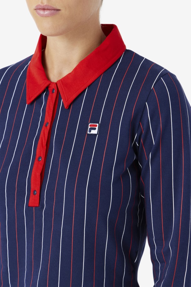 Polo De Manga Larga Jada Azul Marino/rojo/blanco Fila Baratas