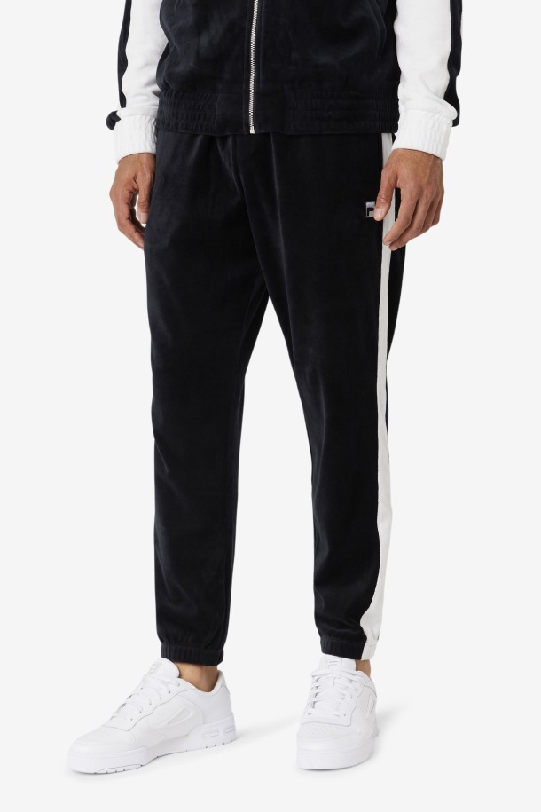 Pantalón Negro/blanco/skyway Fila Outlets Brice Terciopelo