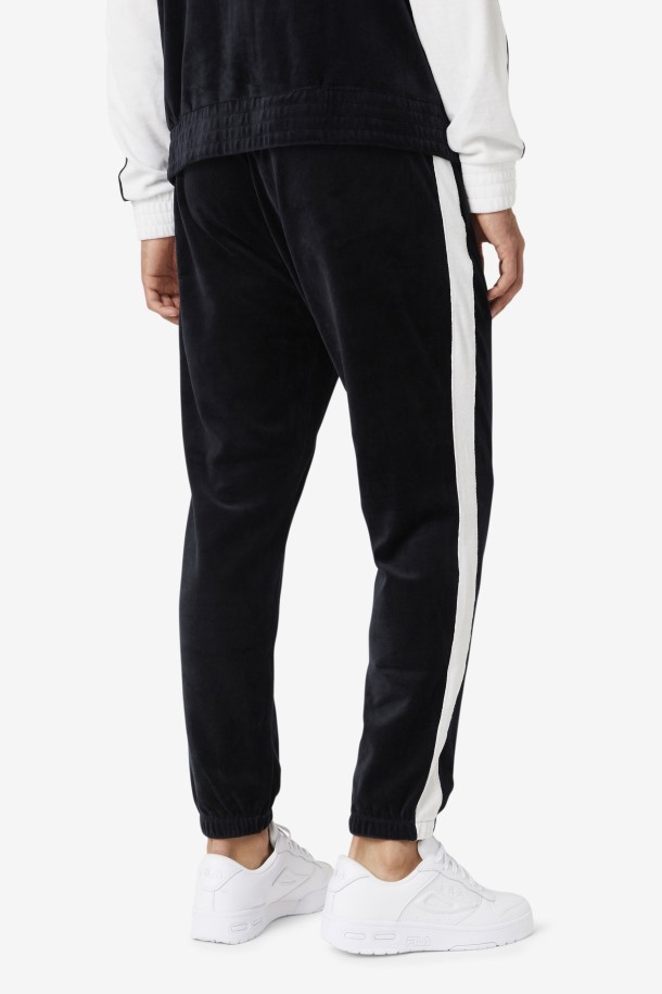 Pantalón Negro/blanco/skyway Fila Outlets Brice Terciopelo