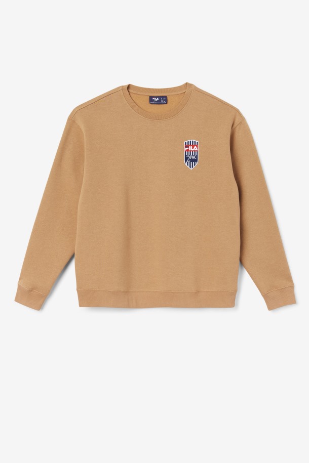 Fila Outlets Tabaco Marrón 2pac Fleece Patch Crew
