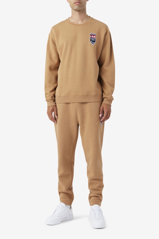 Fila Outlets Tabaco Marrón 2pac Fleece Patch Crew