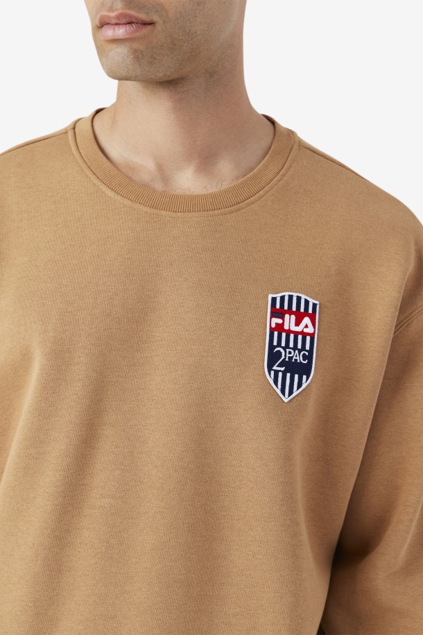 Fila Outlets Tabaco Marrón 2pac Fleece Patch Crew