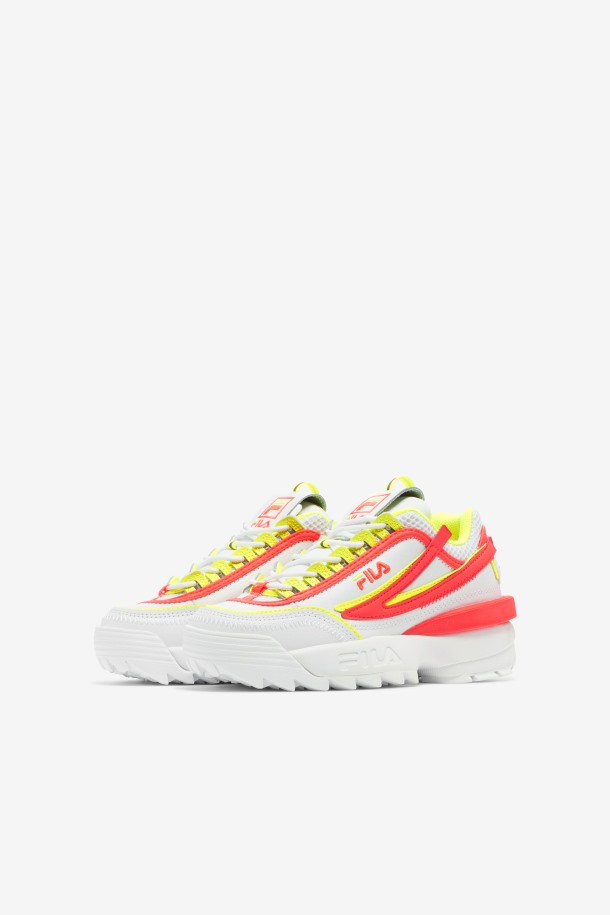 Fila Outlets Disruptor 2 Exp Para Niños Grandes Blanco/coral Fiery/amarillo