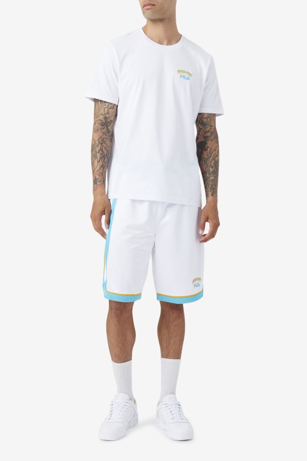 Fila Outlets Shorts De Baloncesto Semi-profesionales Blanco/azul/amarillo Radiante