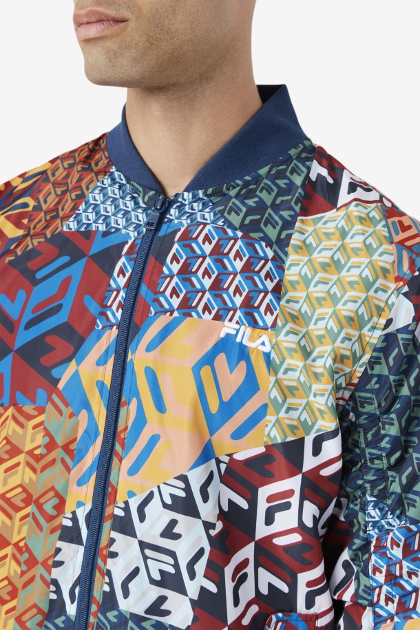 Chaqueta Bomber Mav Ocean/amarillo/blanco Fila Outlet Online