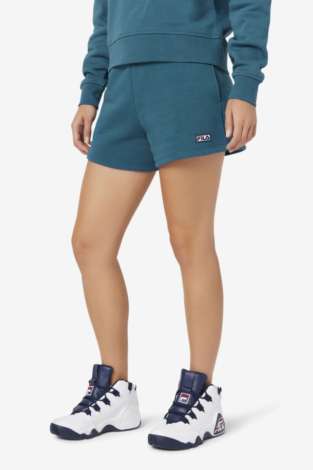 Short Diara Tiro Alto Azul Coral Fila Outlet