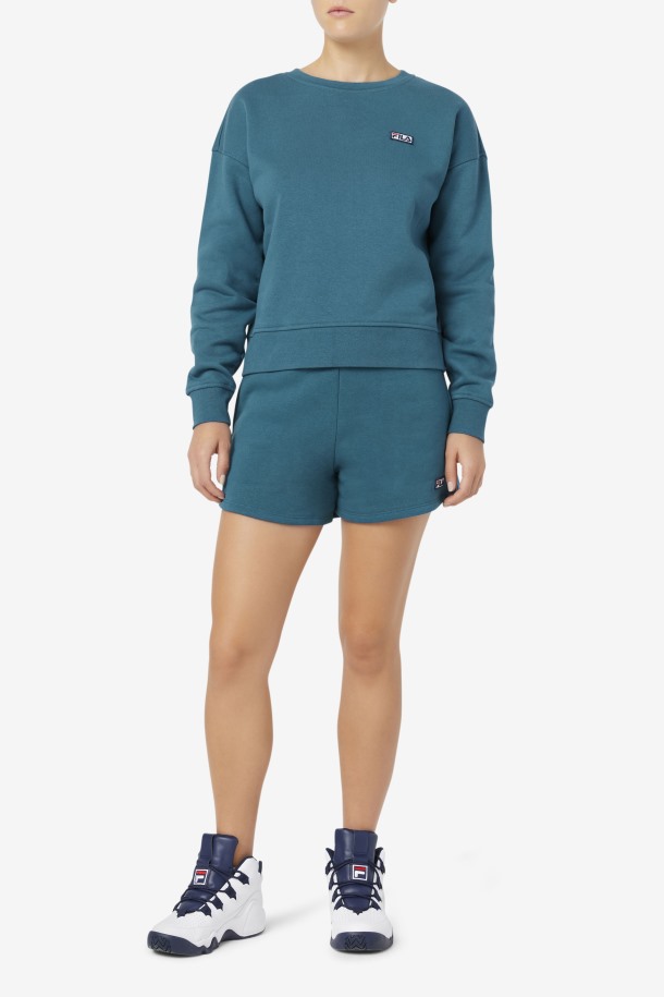 Short Diara Tiro Alto Azul Coral Fila Outlet
