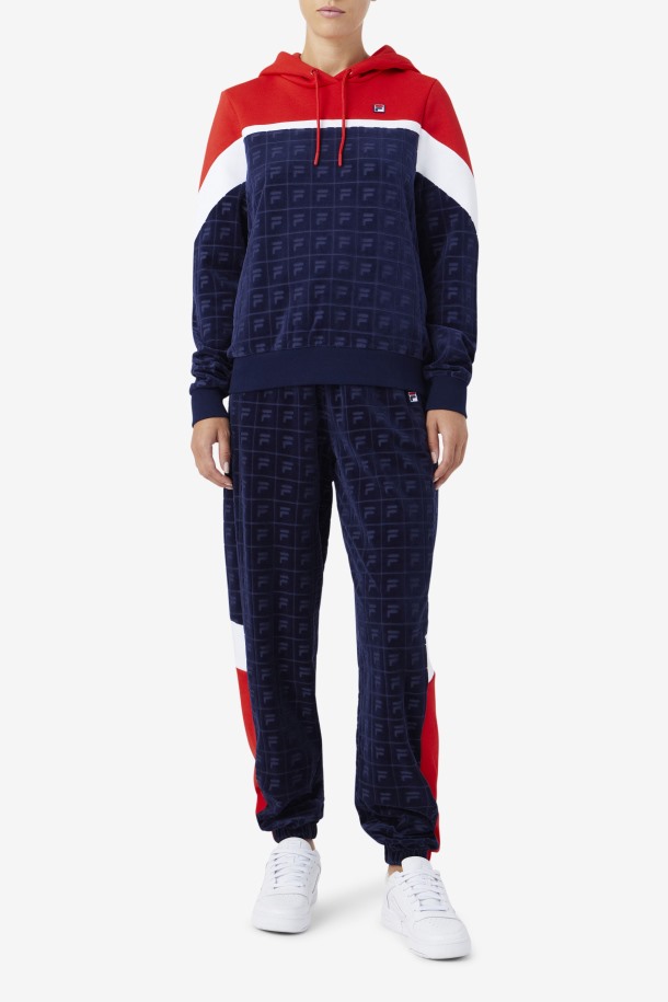 Azul Marino/rojo/blanco Helen Terciopelo Jogger Fila Outlet