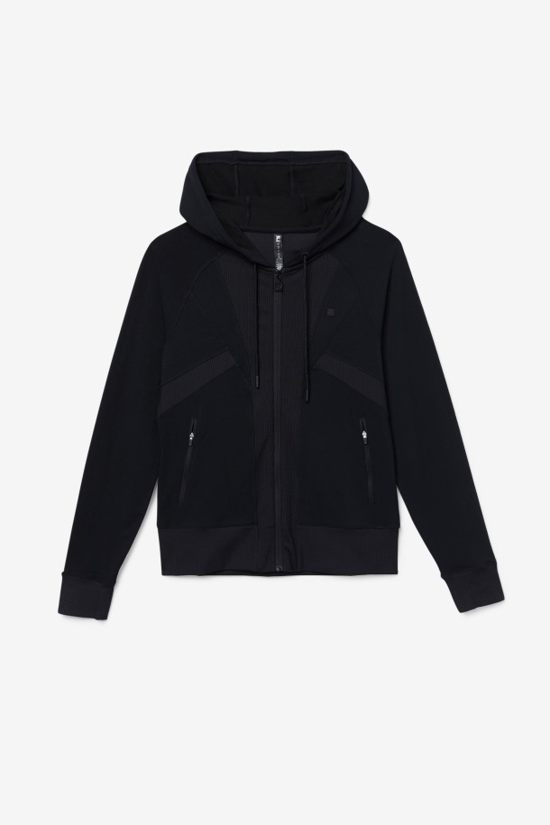 Sudadera Con Capucha Y Cremallera Fi-lux Texture Negra Ofertas Fila