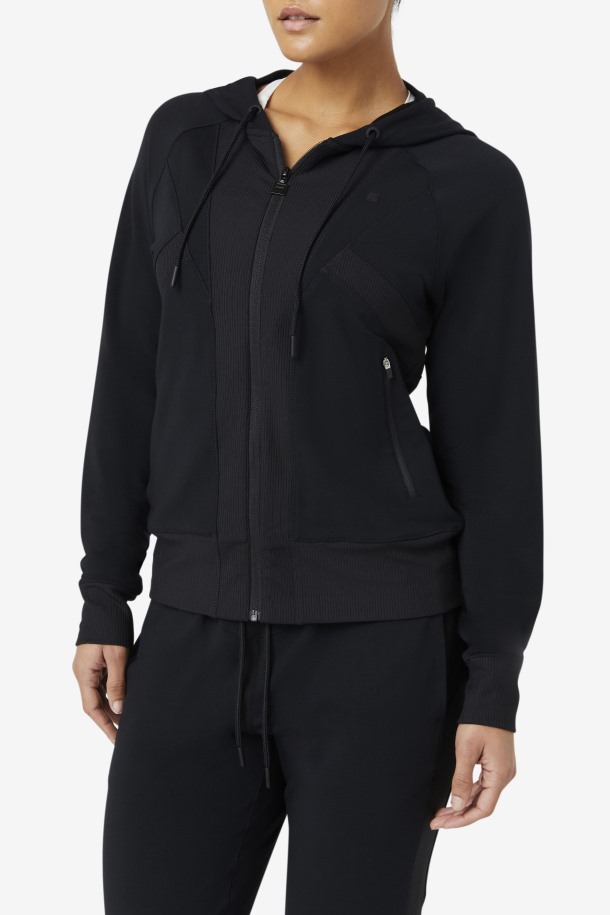 Sudadera Con Capucha Y Cremallera Fi-lux Texture Negra Ofertas Fila