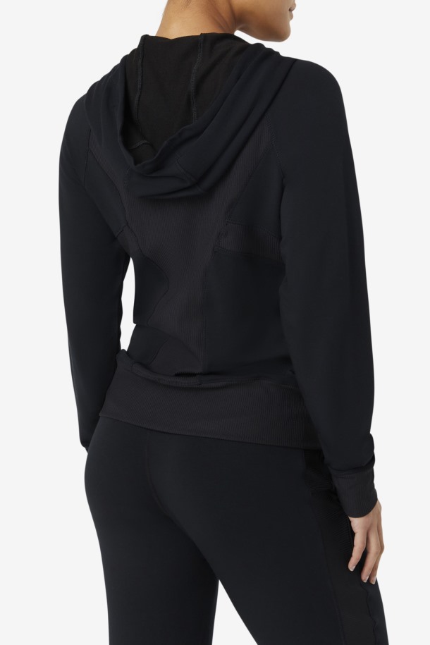 Sudadera Con Capucha Y Cremallera Fi-lux Texture Negra Ofertas Fila