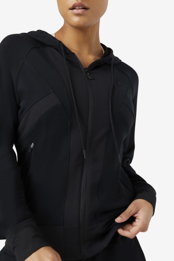 Sudadera Con Capucha Y Cremallera Fi-lux Texture Negra Ofertas Fila