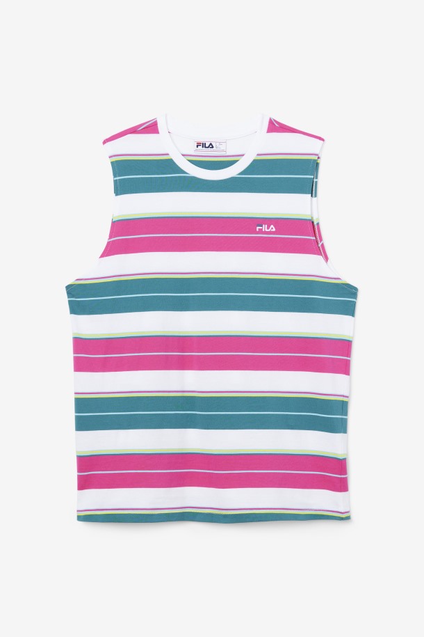 Camiseta Blanca/morada/bayou Sandu Cola Sin Mangas Outlet
