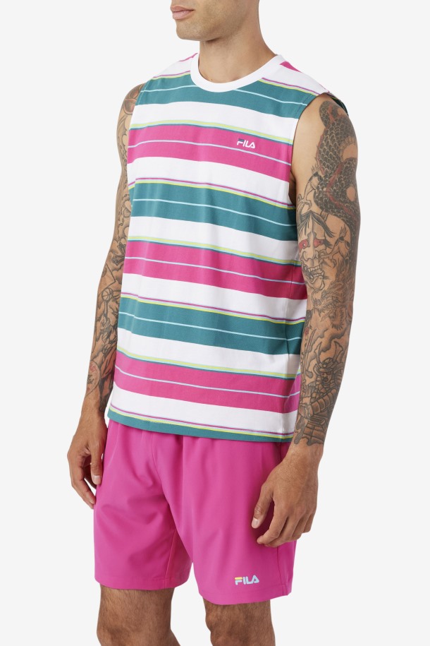 Camiseta Blanca/morada/bayou Sandu Cola Sin Mangas Outlet