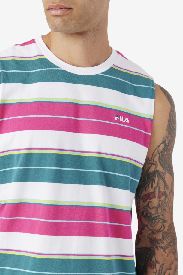 Camiseta Blanca/morada/bayou Sandu Cola Sin Mangas Outlet