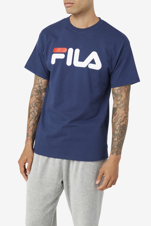 Camiseta Con Logo De Hombre Azul Marino/blanco/rojo Fila Outlet