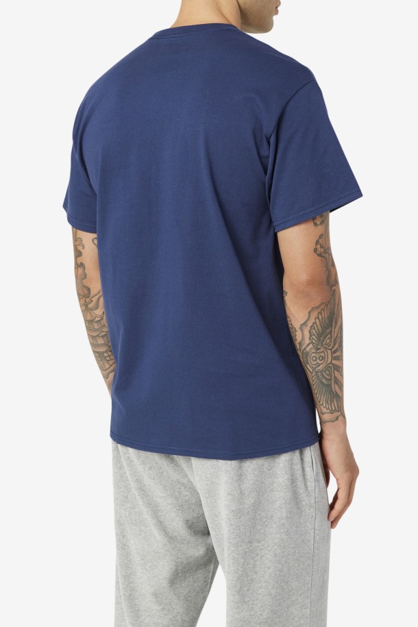 Camiseta Con Logo De Hombre Azul Marino/blanco/rojo Fila Outlet