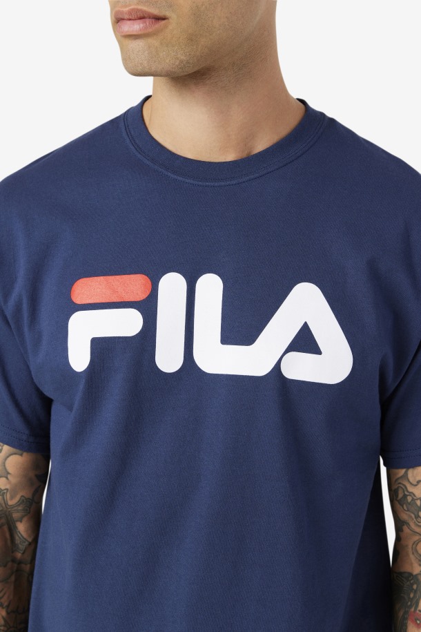 Camiseta Con Logo De Hombre Azul Marino/blanco/rojo Fila Outlet
