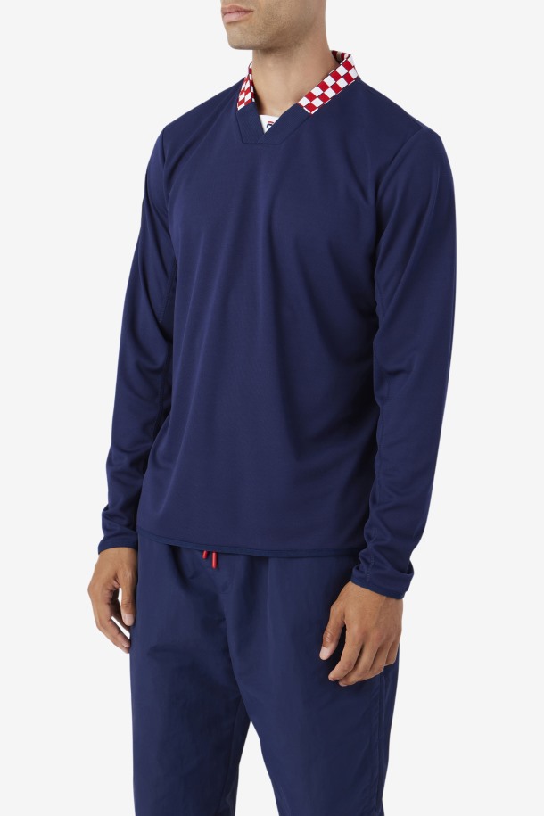 Camiseta De Manga Larga Bevans Park Azul Marino Ofertas Fila