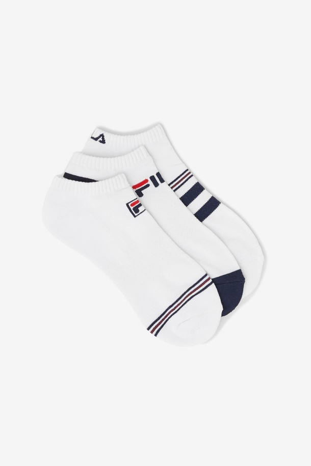 Pack De 3 Calcetines Invisibles A Rayas Para Hombre De Fila Outlet Blanco