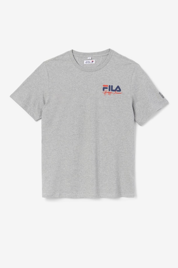 Camiseta Gris Jaspeado Con Gráfico Bevans Park Ofertas Fila