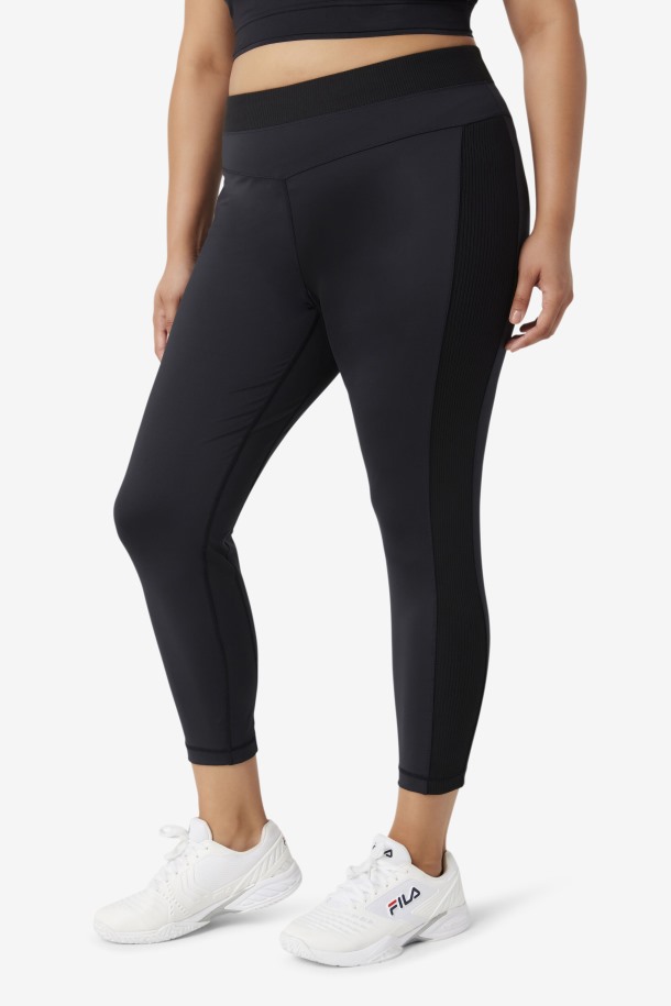Legging Negro Tiro Alto Con Textura Forza De Queue Outlets