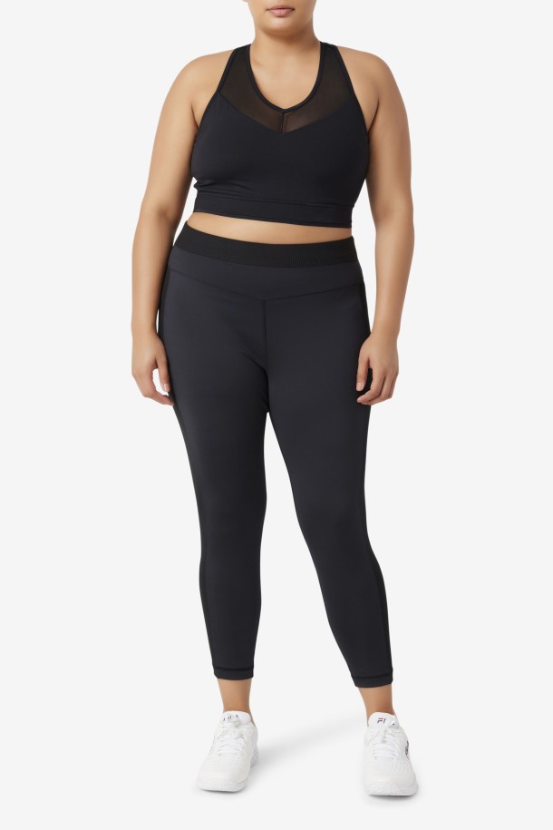 Legging Negro Tiro Alto Con Textura Forza De Queue Outlets