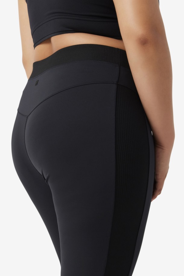 Legging Negro Tiro Alto Con Textura Forza De Queue Outlets