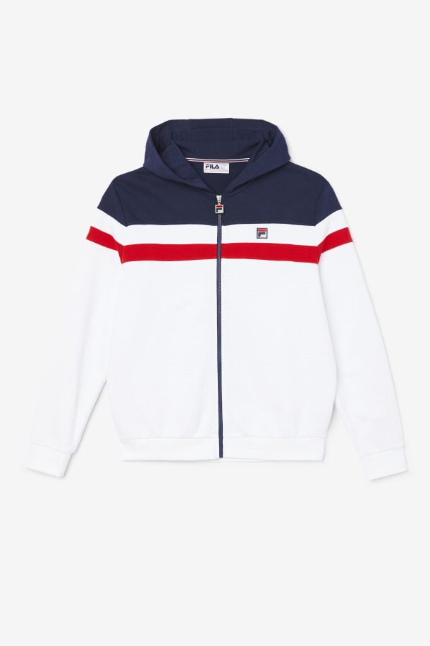 Blanco/azul Marino/rojo Fila Outlets Arlo Sudadera Con Capucha