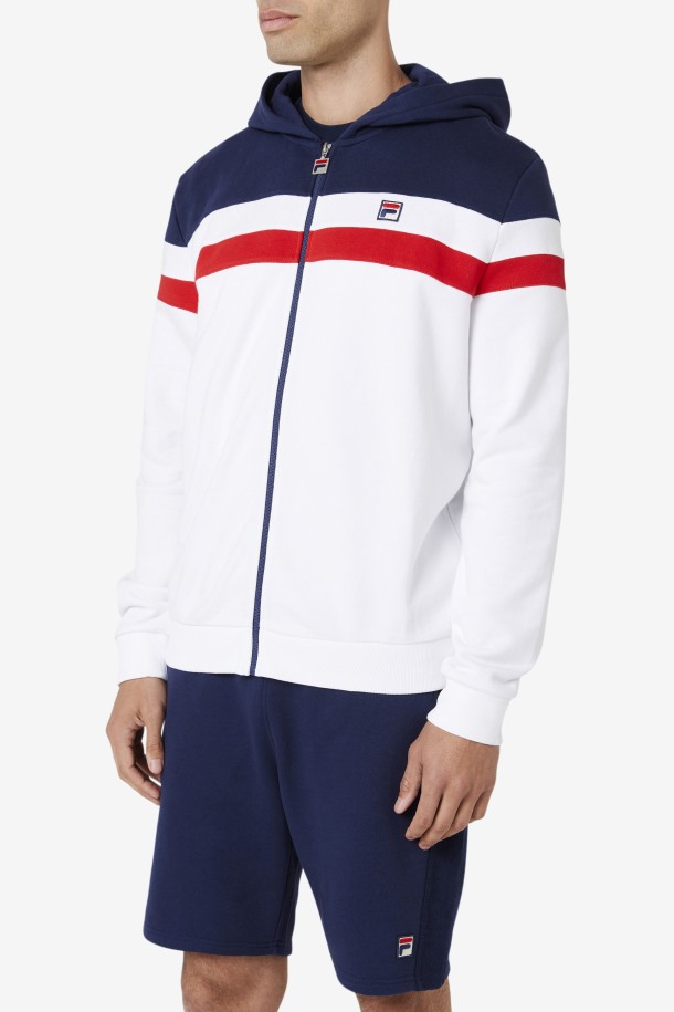 Blanco/azul Marino/rojo Fila Outlets Arlo Sudadera Con Capucha