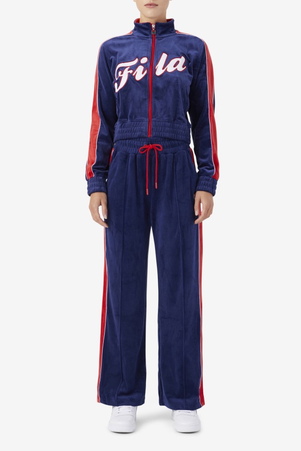 Fila Outlets Azul Marino/blanco/rojo Valery Chaqueta De Terciopelo