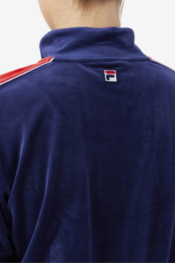 Fila Outlets Azul Marino/blanco/rojo Valery Chaqueta De Terciopelo