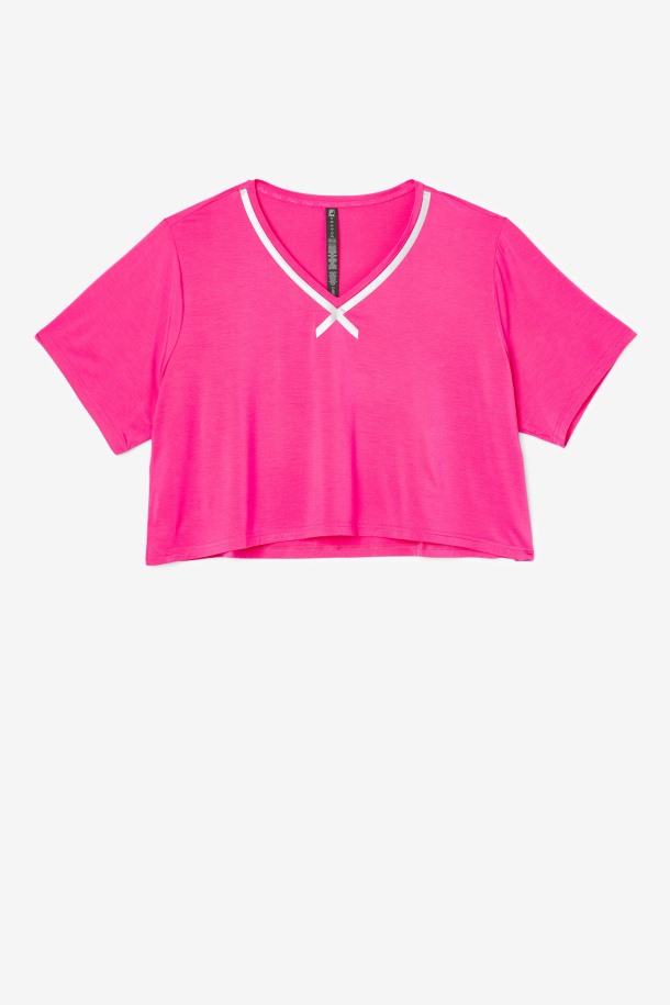 Top Fi-lux Hi-low Crop Top Fila Outlet Rosa Brillante