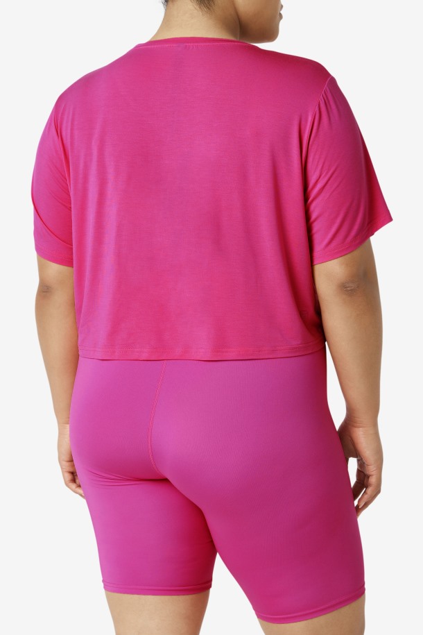 Top Fi-lux Hi-low Crop Top Fila Outlet Rosa Brillante