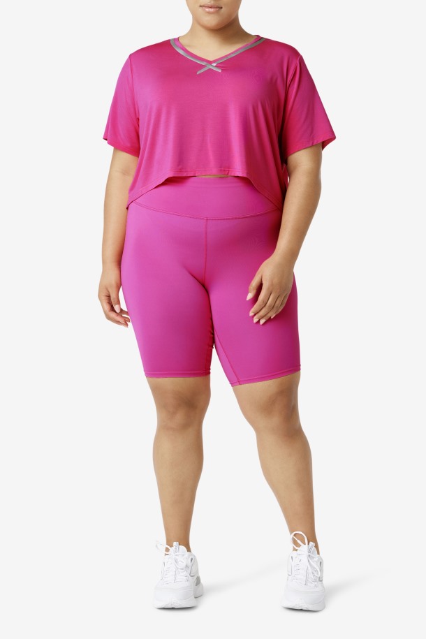 Top Fi-lux Hi-low Crop Top Fila Outlet Rosa Brillante